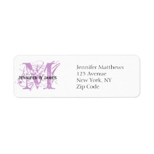 Return Address Labels Chic Monogram Purple