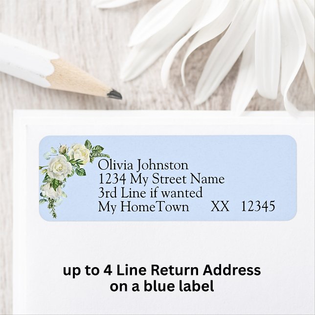 Return Address Labels, Cobalt Blue & White Roses Label (Creator Uploaded)