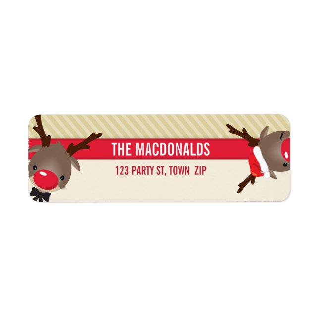 RETURN ADDRESS LABELS :: cute rudolf reindeer (Front)