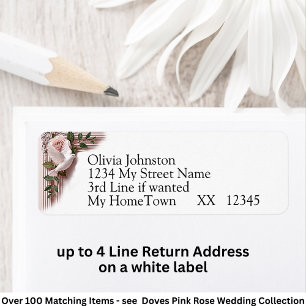 Return Address Labels, Doves & Pink Roses Label