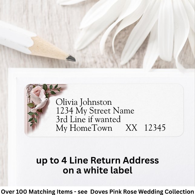 Return Address Labels, Doves & Pink Roses Label (Creator Uploaded)