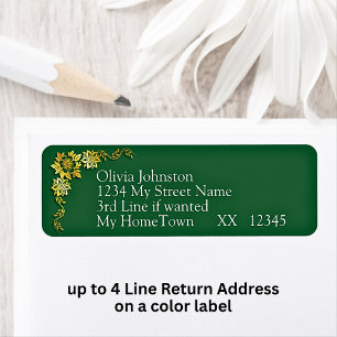 Return Address Labels, Emerald Green & Gold Label