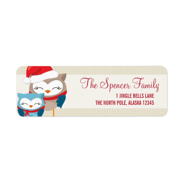 RETURN ADDRESS LABELS :: festive owl couple (Front)