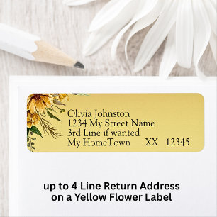 Return Address Labels,  Golden Yellow Flowers Label