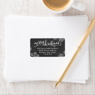Return Address Labels   Merry Christmas Chalkboard