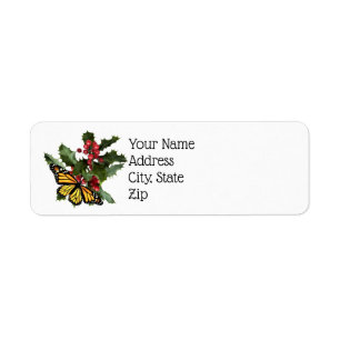 Return Address Labels - Monarch Butterfly & Holly