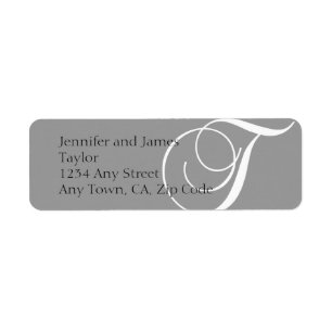 Return Address Labels Monogram T Grey