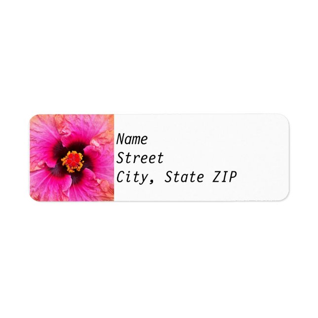 Return Address Labels - Pink Hibiscus. (Front)