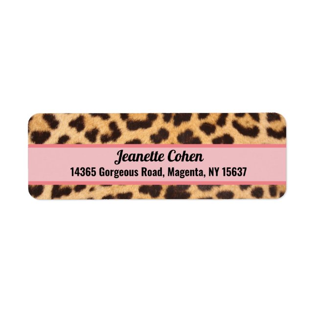 Return Address Labels Pink Leopard Print (Front)