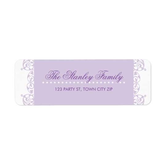 RETURN ADDRESS LABELS pretty curls violet purple