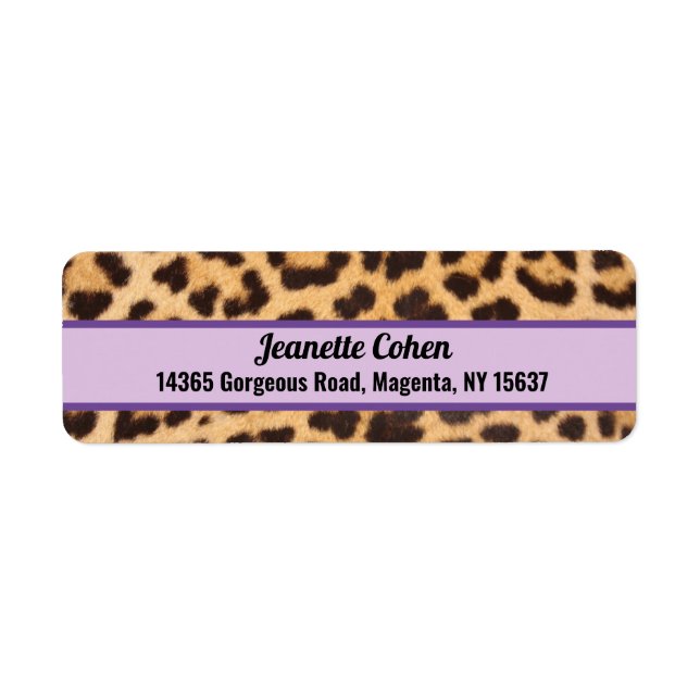 Return Address Labels Purple Leopard Print (Front)