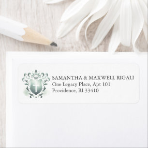 Return Address Labels Sage Green Crest