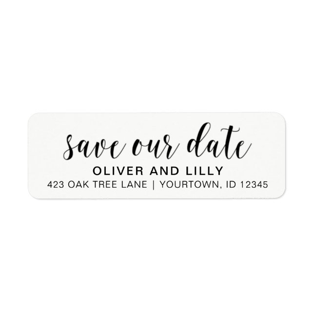 Return Address Labels - Save the Date Script Font (Front)