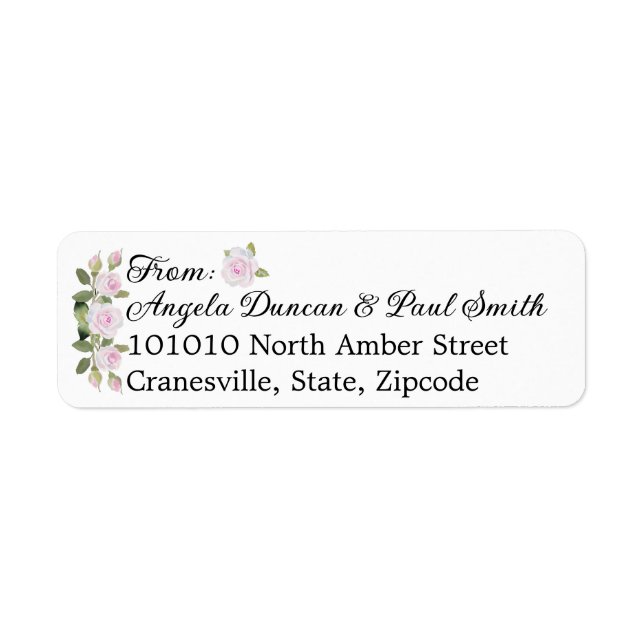 Return Address Labels Soft Pink Roses (Front)