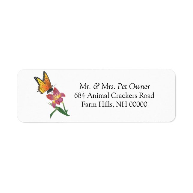 Return Address Labels Stickers Butterflies Flowers (Front)