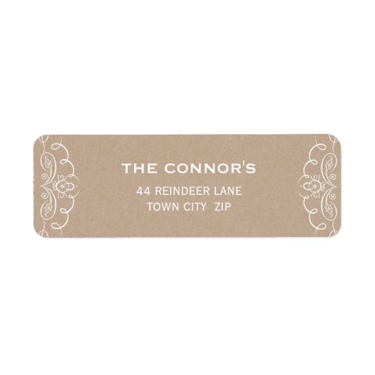 RETURN ADDRESS LABELS stylish elegant kraft white