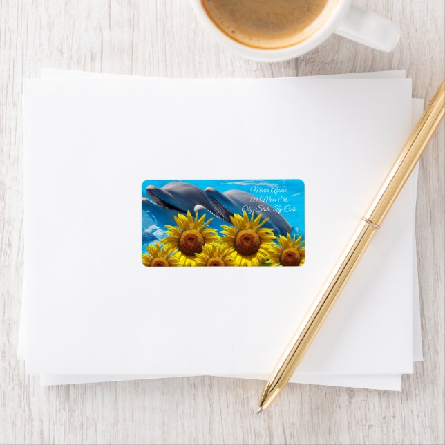 Return Address Labels Sunflower Dolphin (Insitu)