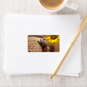 Return Address Labels Sunflower Floral Bear