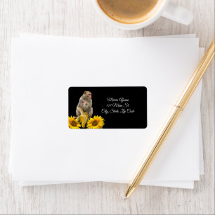 Return Address Labels Sunflower Monkey Floral