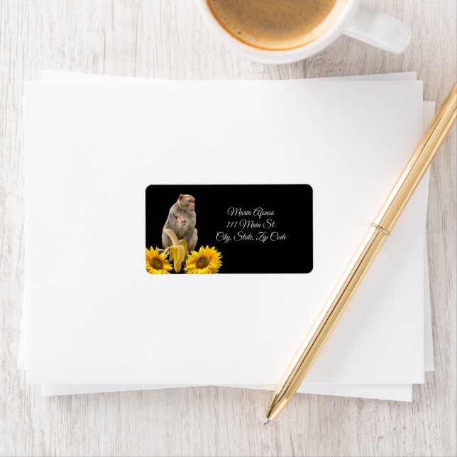 Return Address Labels Sunflower Monkey Floral (Insitu)