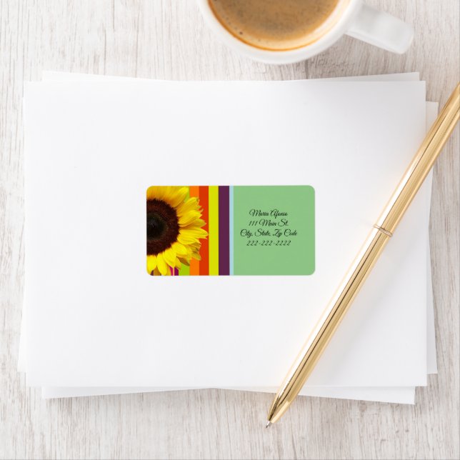 Return Address Labels Sunflower Stripe (Insitu)