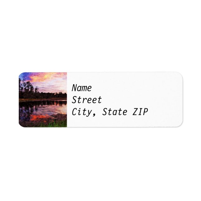 Return Address Labels - Sunset over Pond. (Front)
