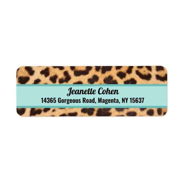 Return Address Labels Turquoise Leopard Print (Front)