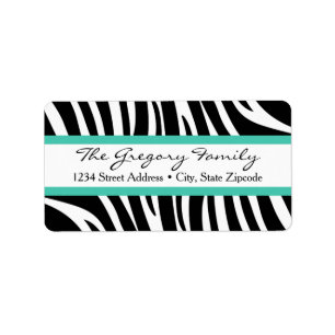 Return Address Labels │ Zebra Print Mint Green