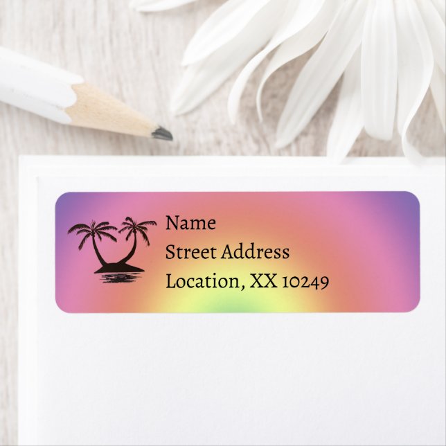 Return Address Lable - Silhouettes of Palm Trees Label (Insitu)