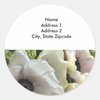 Return Address Lables: Royal Wedding Poppies Classic Round Sticker