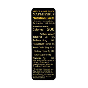 Return Address Maple Syrup Nutrition Black Yellow  Label