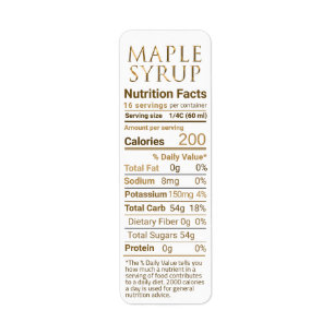 Return Address Maple Syrup Nutrition Gold Gradient Return Address Label