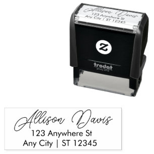 Return Address  Minimalist Script name Self-inking Stamp