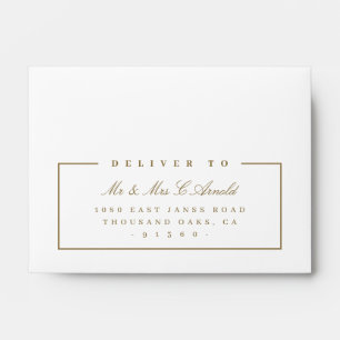 RETURN ADDRESS modern elegant old gold rsvp Envelope
