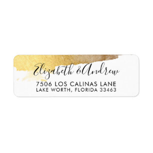 RETURN ADDRESS modern luxe glam gilded gold black Label