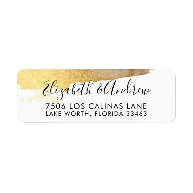 RETURN ADDRESS modern luxe glam gilded gold black Label (Front)