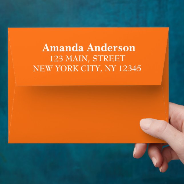 Return Address Modern Minimal Script Name Orange Envelope (Hand)