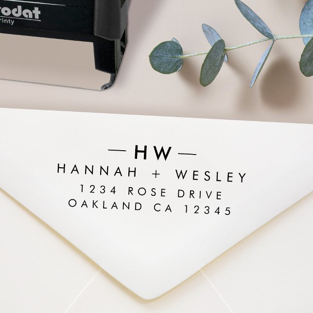 Return Address | Modern Minimal Wedding Monogram Self-inking Stamp (Creator Uploaded)