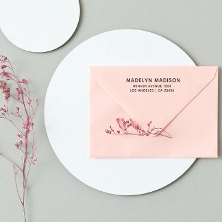Return Address Modern Minimalist Name Rubber Stamp