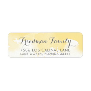 RETURN ADDRESS modern yellow watercolor Label