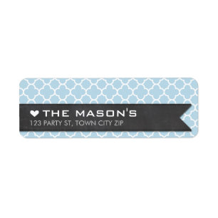 RETURN ADDRESS morrocan tile baby blue chalkboard Return Address Label