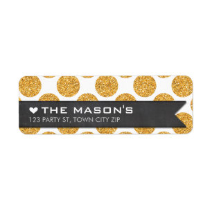 RETURN ADDRESS polka dot gold glitter chalkboard Label