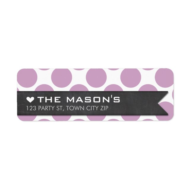 RETURN ADDRESS polka dot purple chalkboard flag Label (Front)