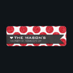 RETURN ADDRESS polka dot red glitter chalkboard Label<br><div class="desc">[PLEASE NOTE - the glitter image is a printed picture] A modern, bold design with a super cute confetti pattern. Setup as a template it is easy to customise with your own text - make it yours! Love the design but want to see it altered - different colour - a...</div>