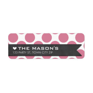 RETURN ADDRESS polka dot rose pink chalkboard flag Label