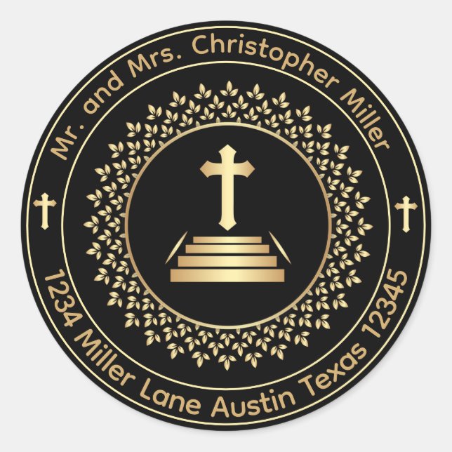 Return Address Religious Cross Envelope Seal (Front)