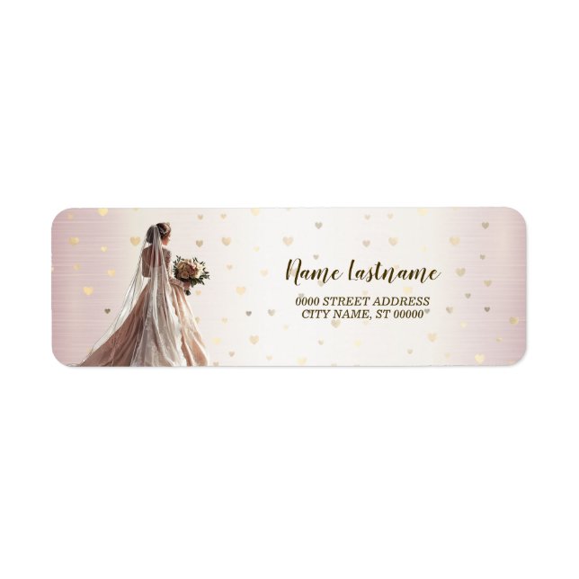 Return Address Rose Winter Wedding Bride Golden Label (Front)