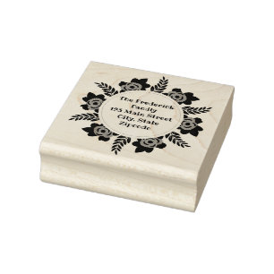 Return Address Rubber Address Stamp Wood Art Stamp