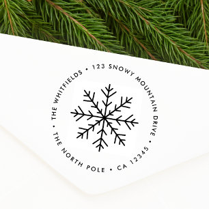 Return Address Rubber Stamp   Christmas Snowflake