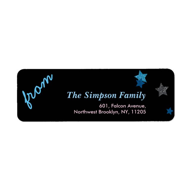 Return Address-Silver Blue Star Holiday Collection Address Label (Front)